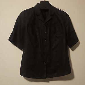 West bound 100%Linen blouse 14 black